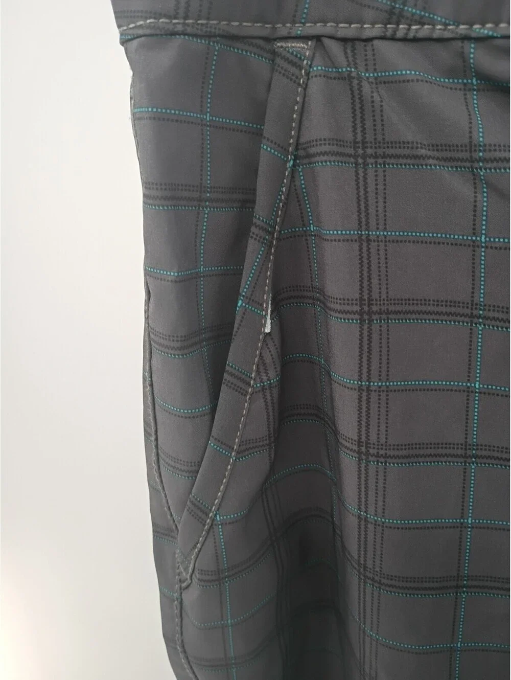 Kanu Surf Board Shorts Mens 36 Gray Plaid Lightweight Mesh Pockets Outdoor Swim